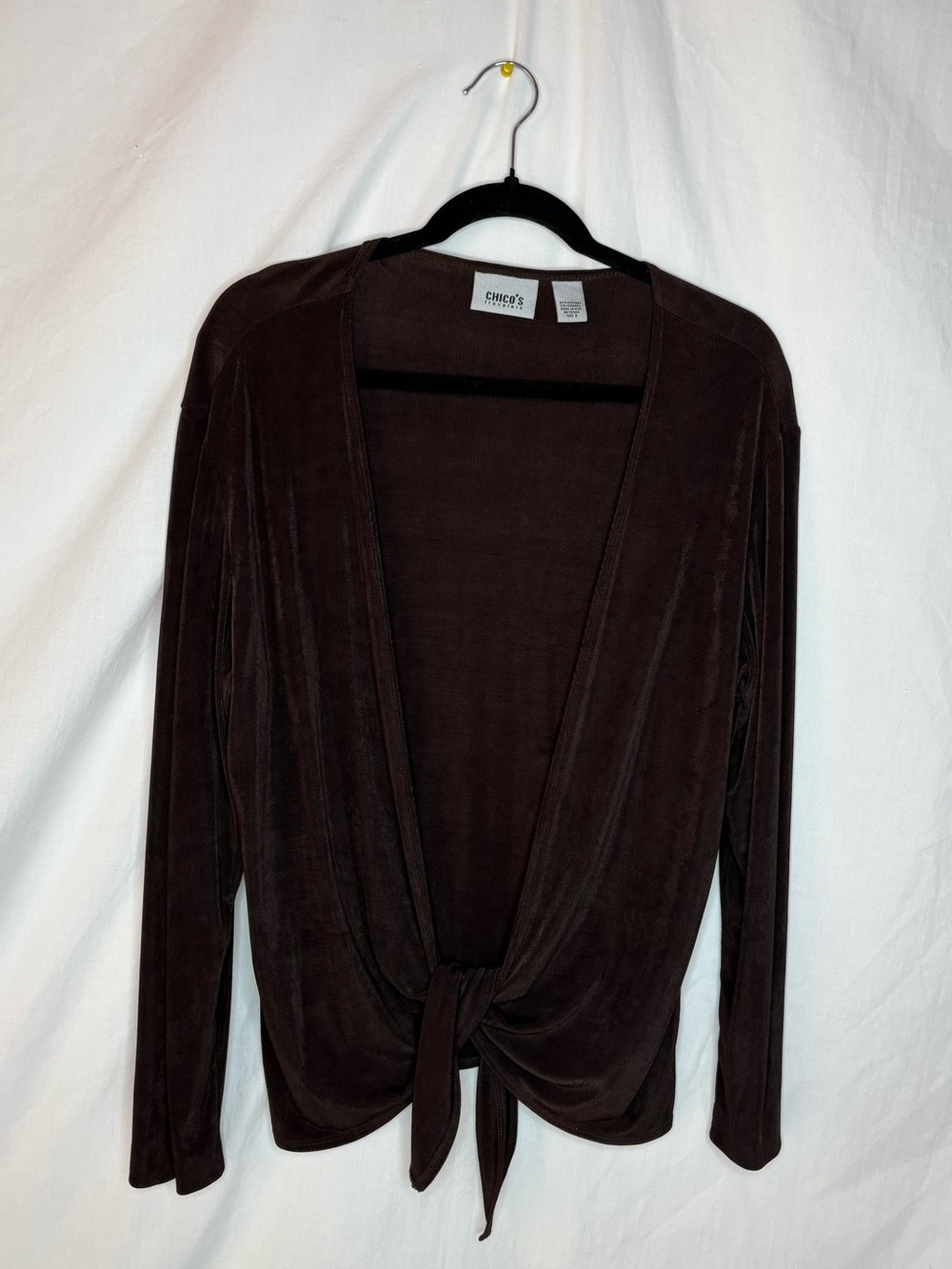 Chico’s women’s tie-front open cardigan size2/L/12 stretchy